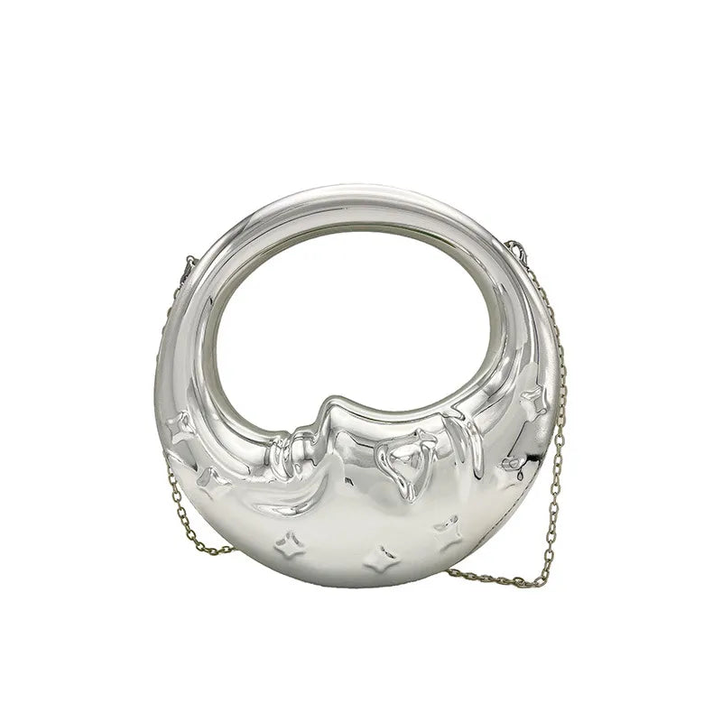 Gold Silver colour Arylic Moon Solid Color Dumpling Shape Evening Bags