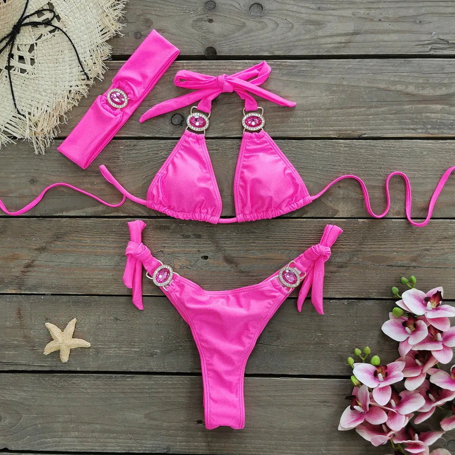 Women's Gradient Color Solid Color 2 Pieces Set Bikinis Swimwear