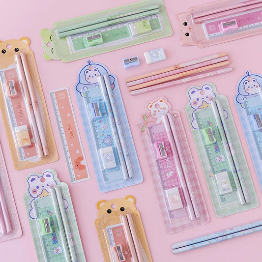 1 set bear class learning plastic wood cute pencil