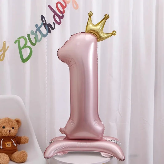42-Inch Stand-Up Large Pink Base Number Balloons Birthday Decoration Scene Arrangement One-Year-Old Photo Props Balloons
