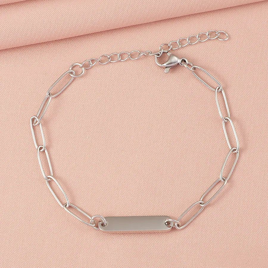 Simple Style Geometric 304 Stainless Steel Paperclip Chain Bracelets In Bulk