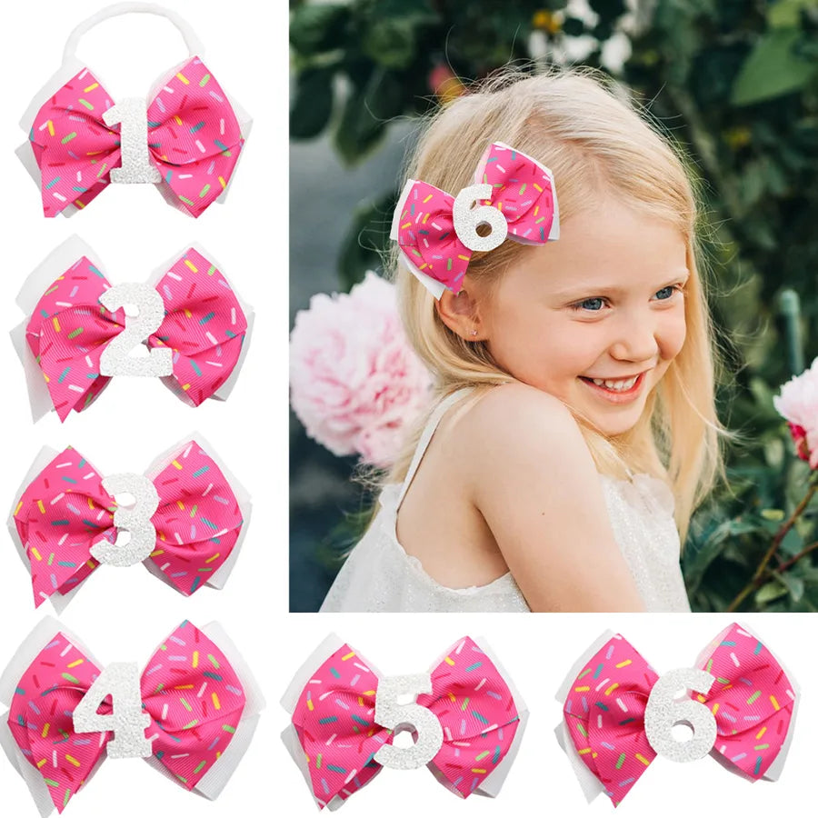 Birthday Digital Hairpin Pink Ice Cream Hair Band Children's Cute Sweet Birthday Hair Accessories  Explosions