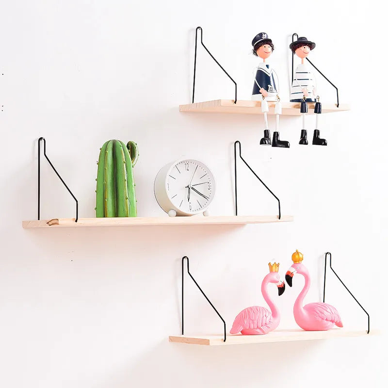 Nordic simple wooden wall storage rack household decorative organizing rack living room bedroom partition storage rack