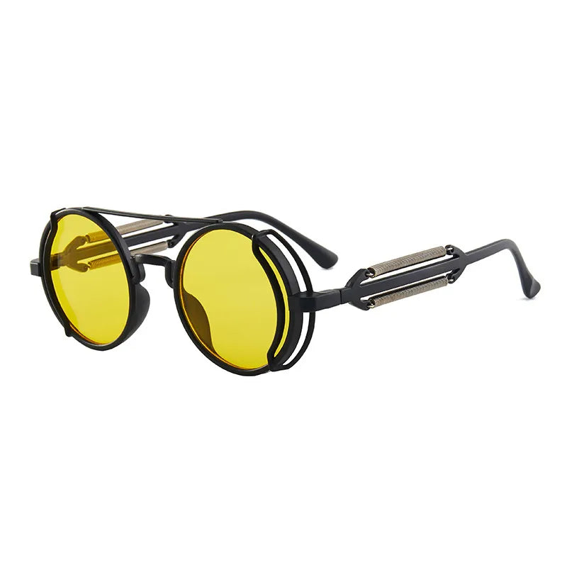 classic style solid color ac round frame full frame men's sunglasses