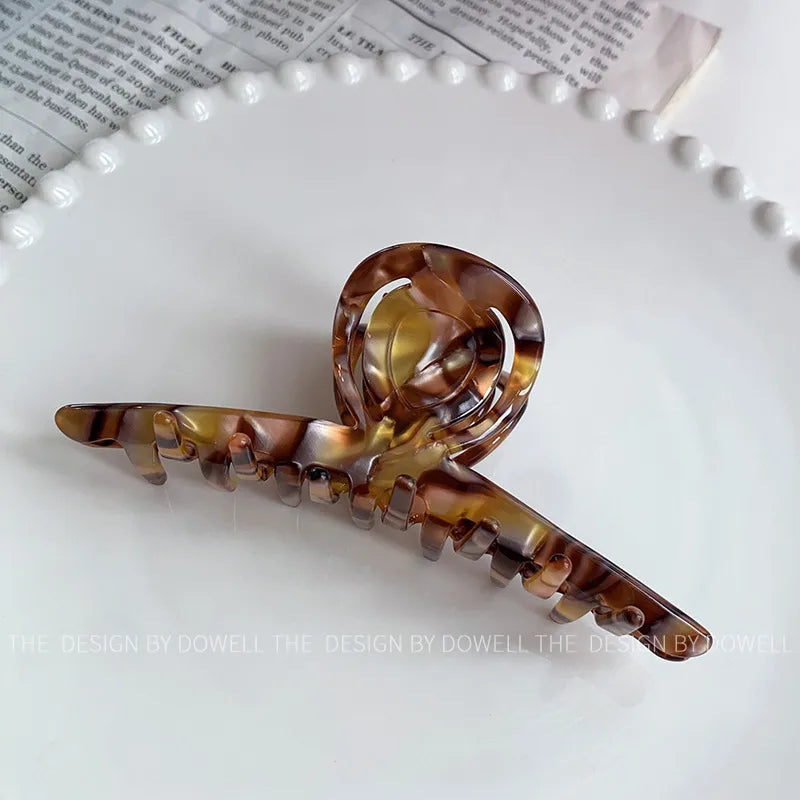 Large Size Original Design Hollow Floral Hair Clip Versatile Shark Hair Clamp Acetate Board Hair Clip Fashionable Women's Accessory