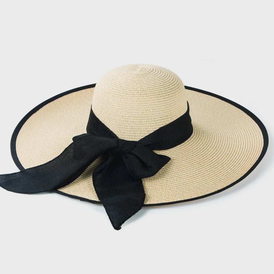 large-edge bow-knot edging straw sunscreen hat