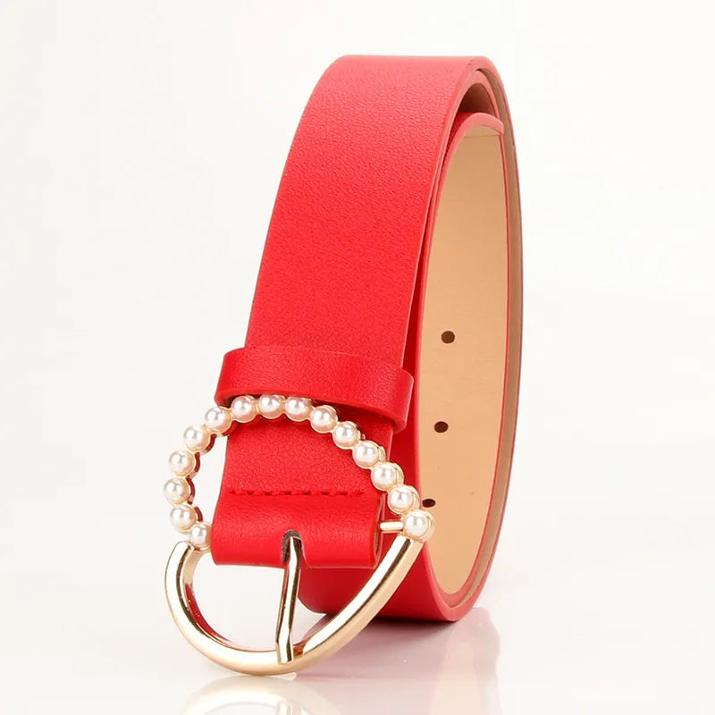 Simple Style Solid Color Imitation Leather Alloy Women's Leather Belts