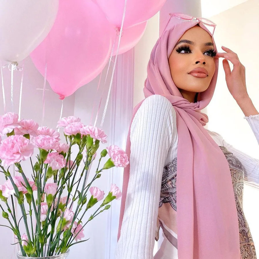 Women's Casual Elegant Simple Style Solid Color Chiffon Printing and Dyeing Hijab