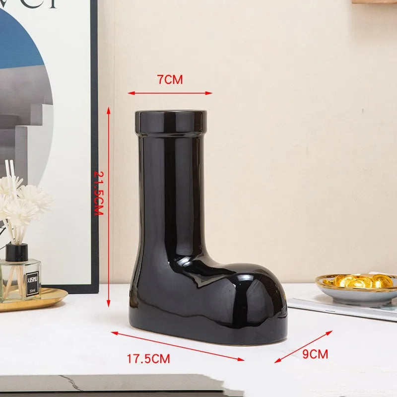 Casual Elegant Pastoral Boots ceramics Vase Artificial Decorations