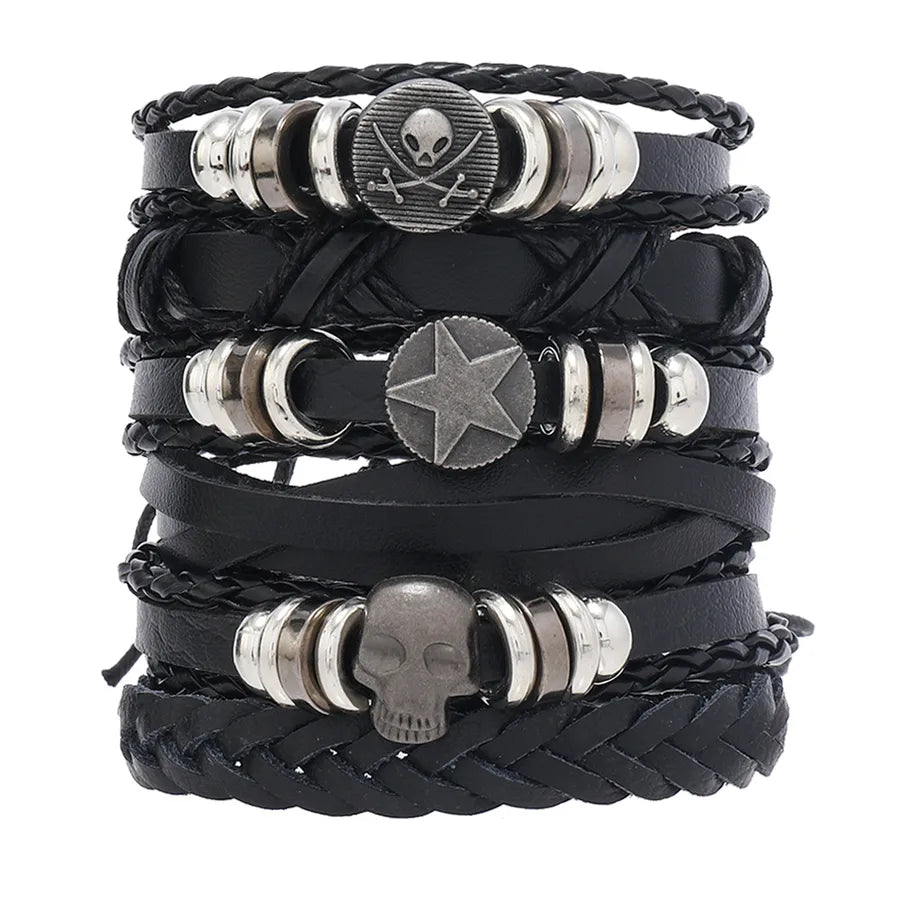 hip-hop solid color pu leather men's bangle 1 piece