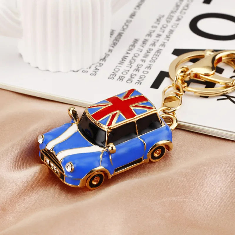 cute car metal diamond women's bag pendant keychain