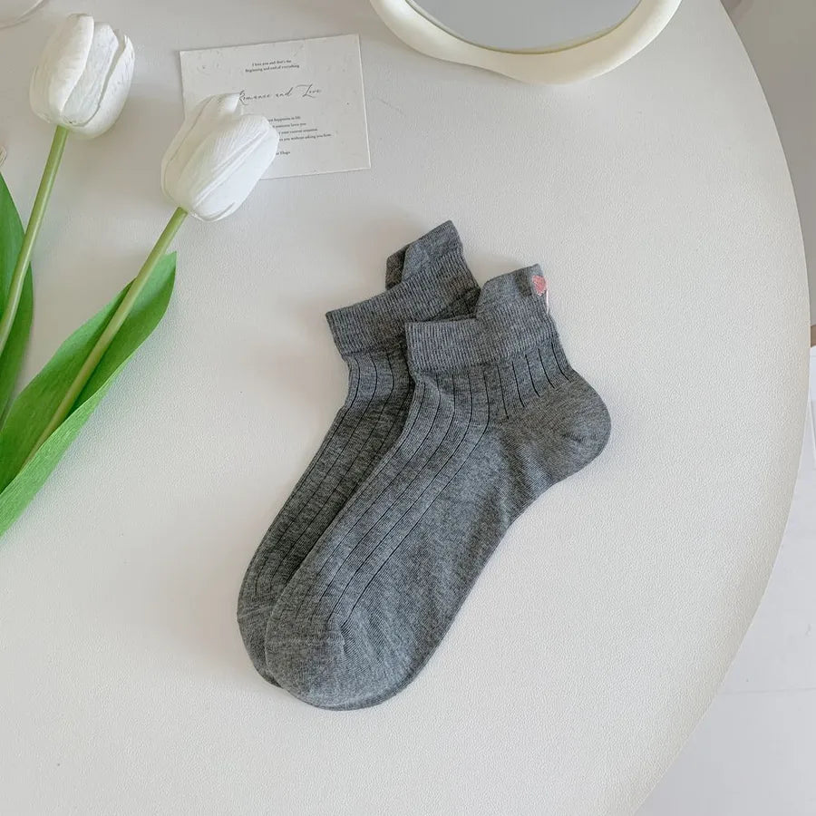 A Pair Basic Simple Style Women's Solid Color Bow Knot Cotton Ankle Socks