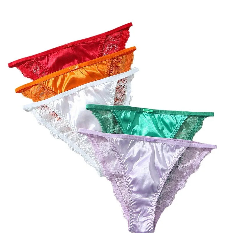 Low-Waist Lace Women's Underwear High Elastic Sensual Plus Size Triangle Pants Breathable Seamless Antibacterial Nylon Briefs