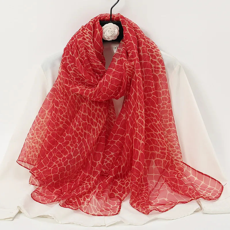 women's elegant lady color block high quality yarn printing silk scarf