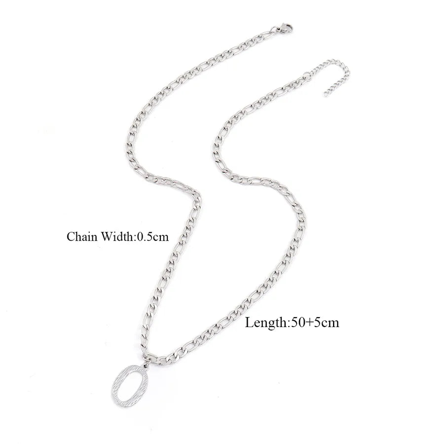 Wholesale Jewelry Retro Simple Style Letter 201 Stainless Steel 304 Stainless Steel Pendant Necklace figaro chain