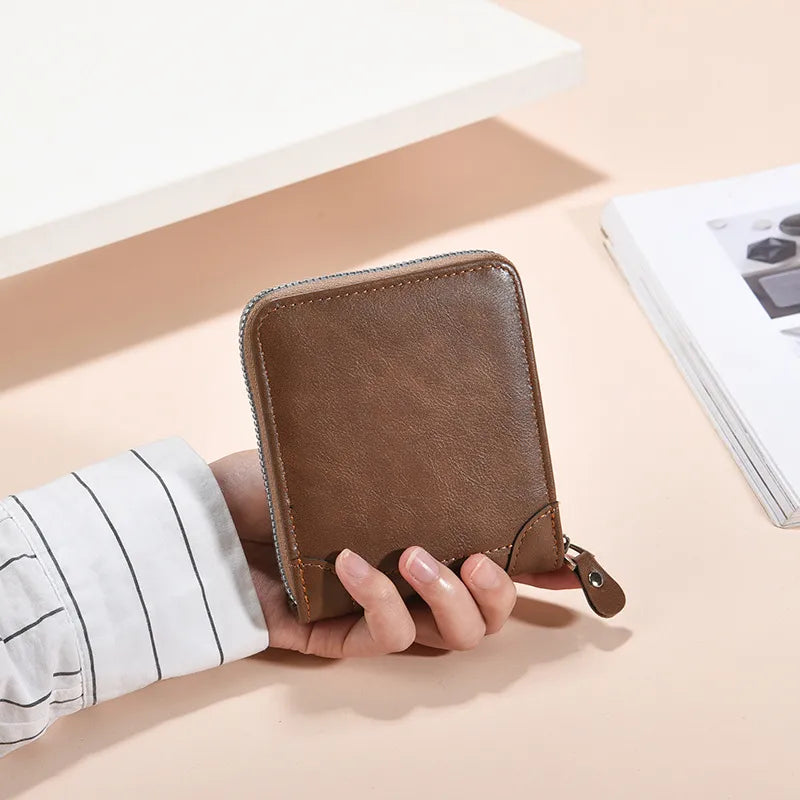 Men's Solid Color Pu Leather Open Small Wallets