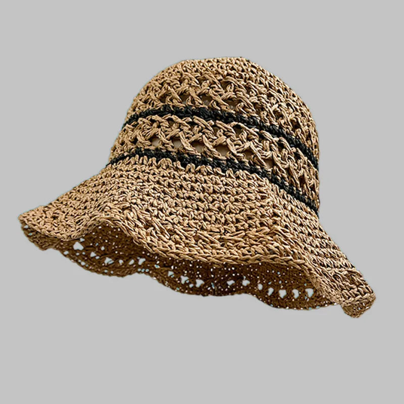 Women's Casual Style Vacation Solid Color Big Eaves Shearling Hat Straw Hat