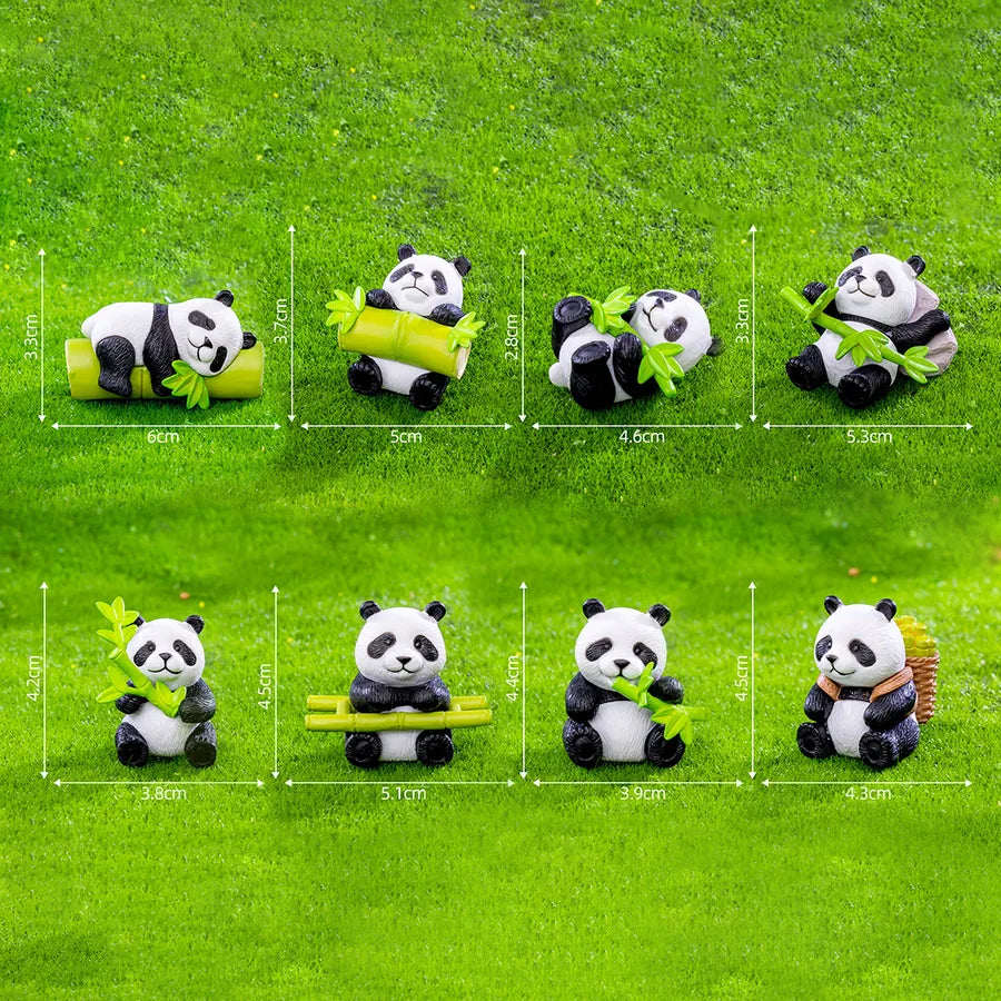 Micro landscape creative cute bamboo panda doll gardening DIY keychain decoration accessories desktop small ornaments