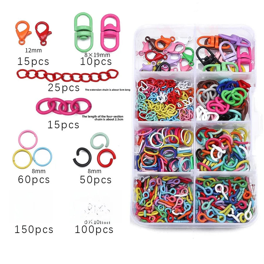 Handmade Beading Jewelry Accessories Kit Earring Hook Bracelet Necklace Material Tool Set Round Circle Chain Metal Simple Design