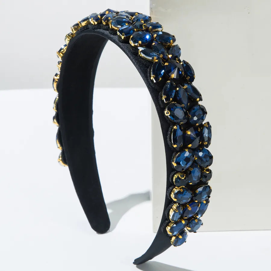Casual Classic Style Women's Water Droplets Alloy Cloth Glass Inlay Glass Hair Band