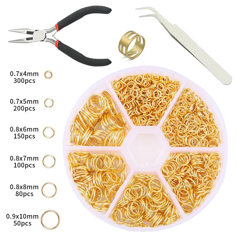 Handmade Beading Jewelry Accessories Kit Earring Hook Bracelet Necklace Material Tool Set Round Circle Chain Metal Simple Design
