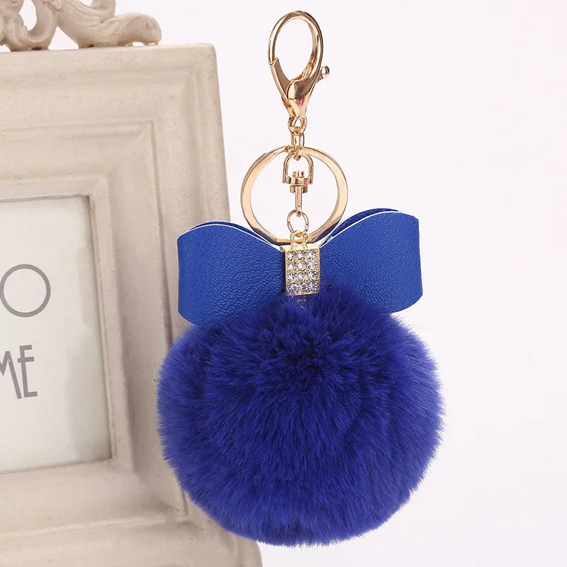 elegant bow knot pu leather women's bag pendant keychain