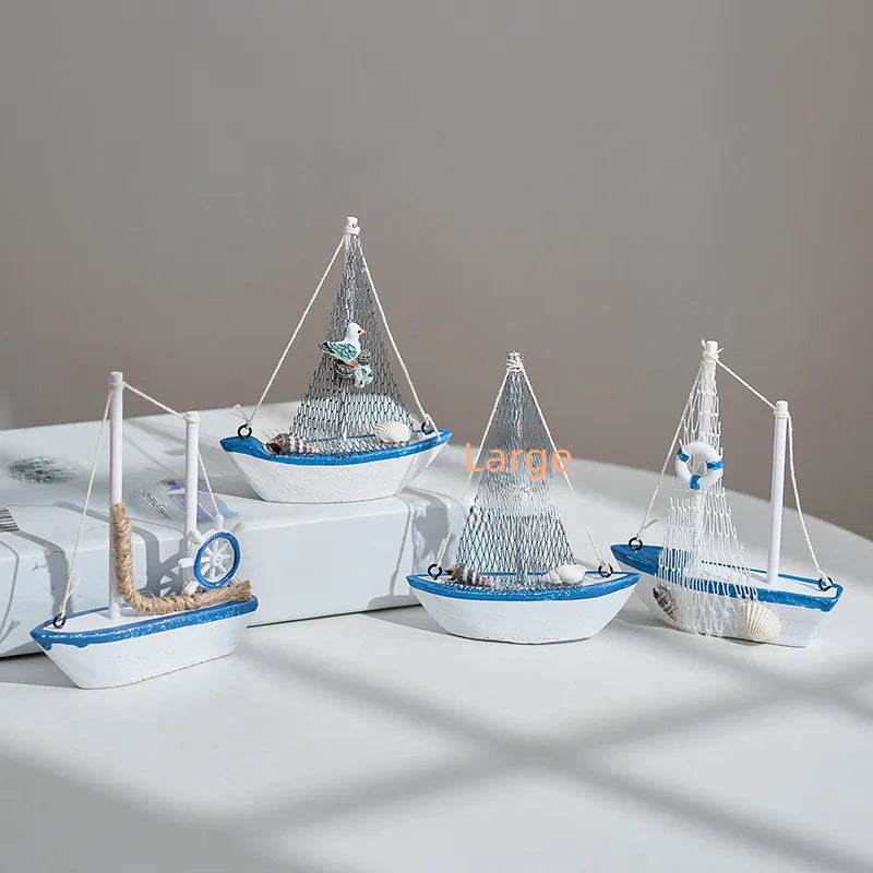 Mediterranean style 14cm boat sailboat model handmade creative home decoration ornaments