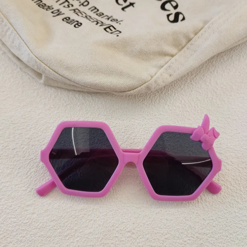 Cute Sweet Solid Color Resin Polygon Full Frame Kids Sunglasses