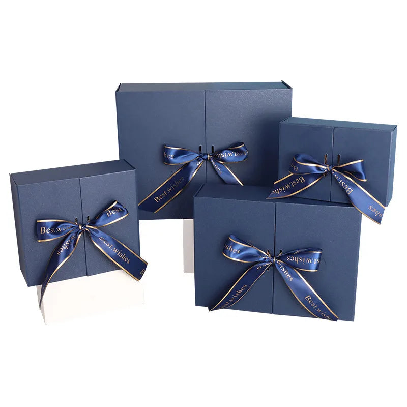 Luxury Blue Orange Double Opening Gift Box Creative Present Packaging For Men Elegant Luxurious Unisex Gift Box