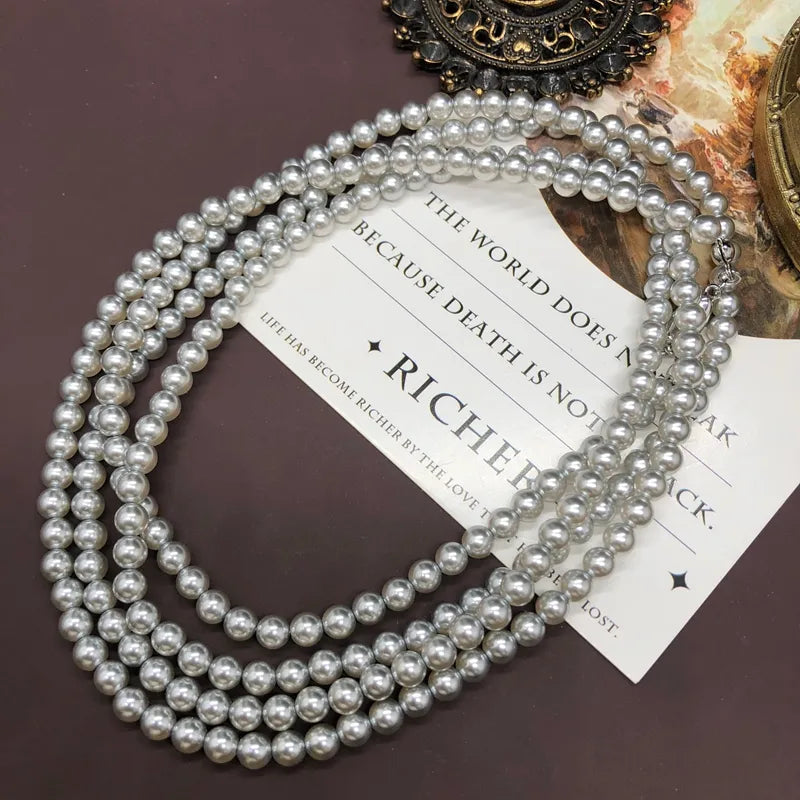 Vintage Style Simple Style Round Artificial Pearl Copper Beaded Chain Beaded Necklaces Wholesale