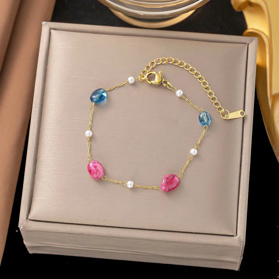 Elegant Simple Style Geometric 304 Stainless Steel Paperclip Chain cable chain Bracelets In Bulk