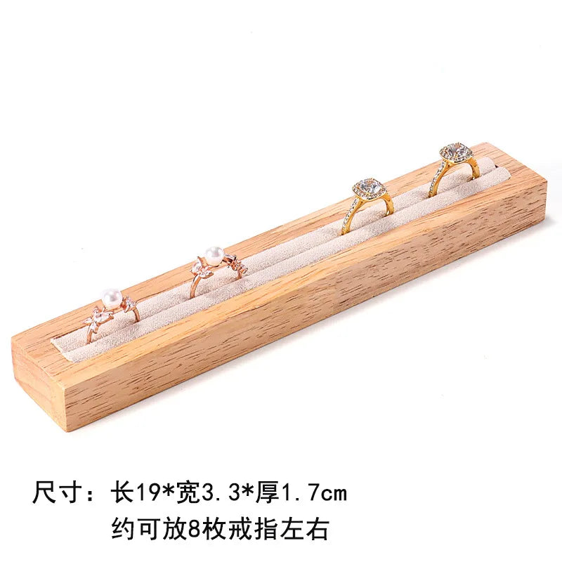 Rectangular Wooden Jewelry Ring Display Stand Holder Plate For Couple Rings High-End Craft Joining Style Jewelry Props