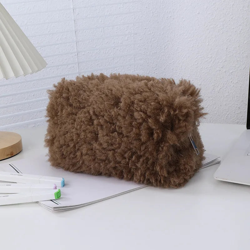 Solid Color Plush School Korean Style Pencil Case