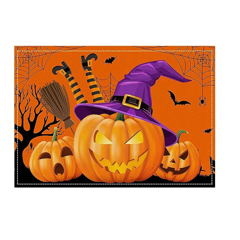 Halloween Dining Mat Trick Or Treat Series Combination Table Mat Restaurant Holiday Atmosphere Decoration Utensil Heat Resistant Pad