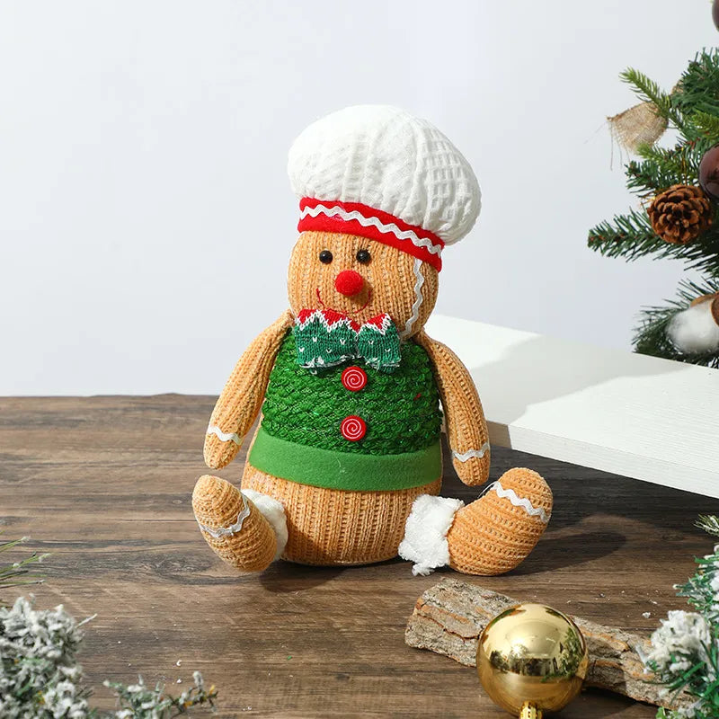 Christmas Decorations Gingerbread Man Stretching Dwarf Figure With Light Biscuit Man Doll Pendant Cartoon European Countryside Style Polyester