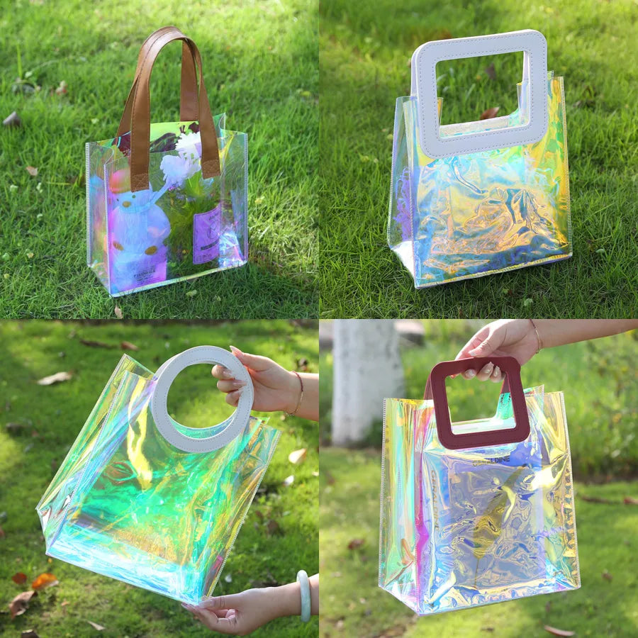 Women's PVC Geometric Vacation Square Open Handbag