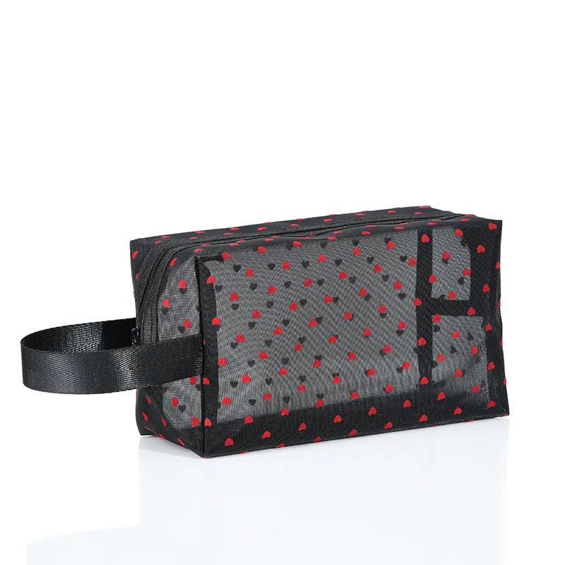 women's small all seasons nylon heart shape fashion square zipper cosmetic bag