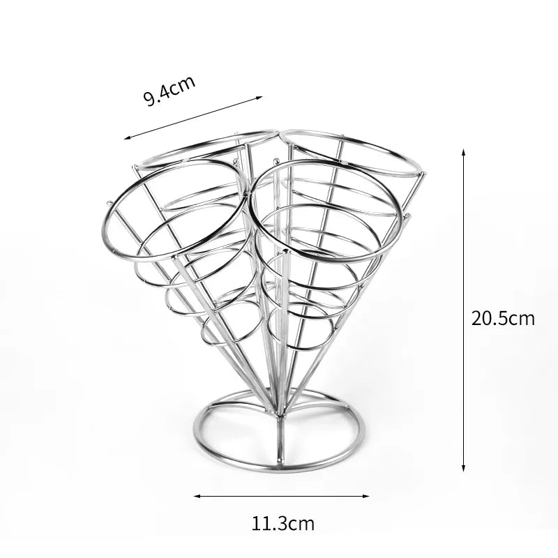 New creative tableware black four-piece four-head snack rack red four-head French fries rack stainless steel French fries rack