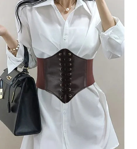 fashion solid color pu leather women's corset belts