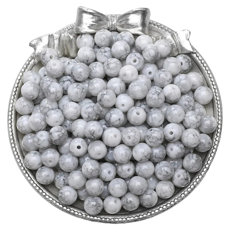 8mm Glass Gradient Porcelain Beads Round Beads Loose Beads DIY Handmade Beaded Bracelet Jewelry Accessories Material Kit Wholesale