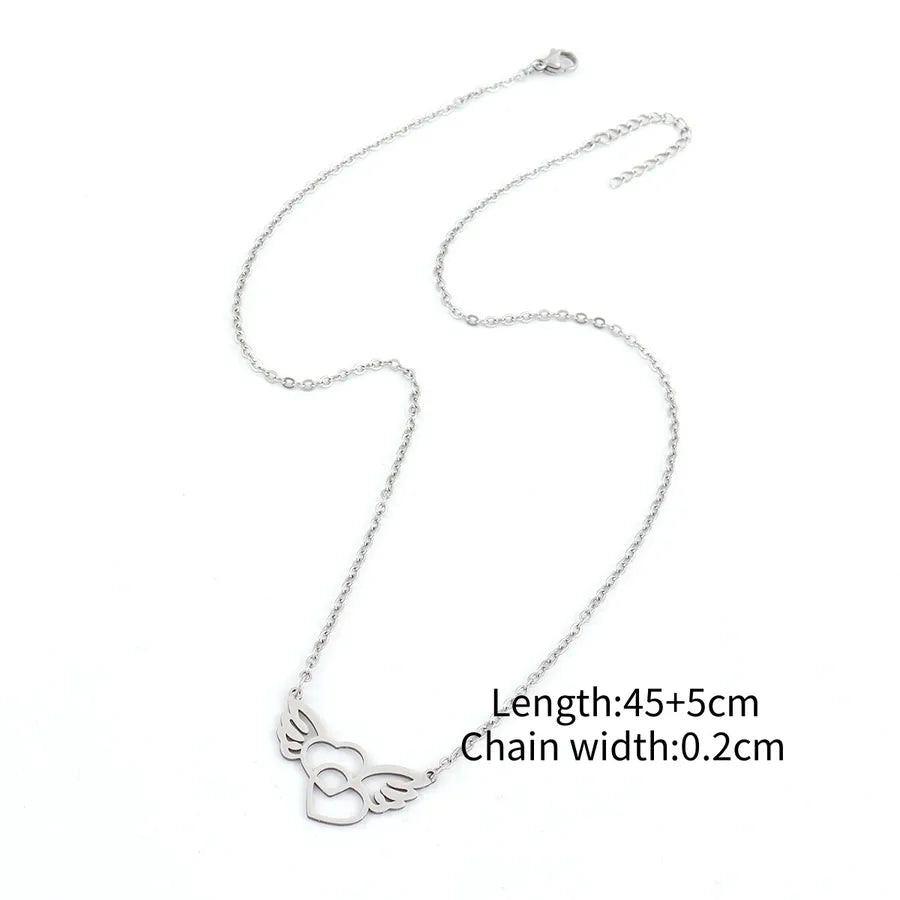 Wholesale Jewelry Simple Style Classic Style Heart Shape 201 Stainless Steel 304 Stainless Steel cable chain Pendant Necklace