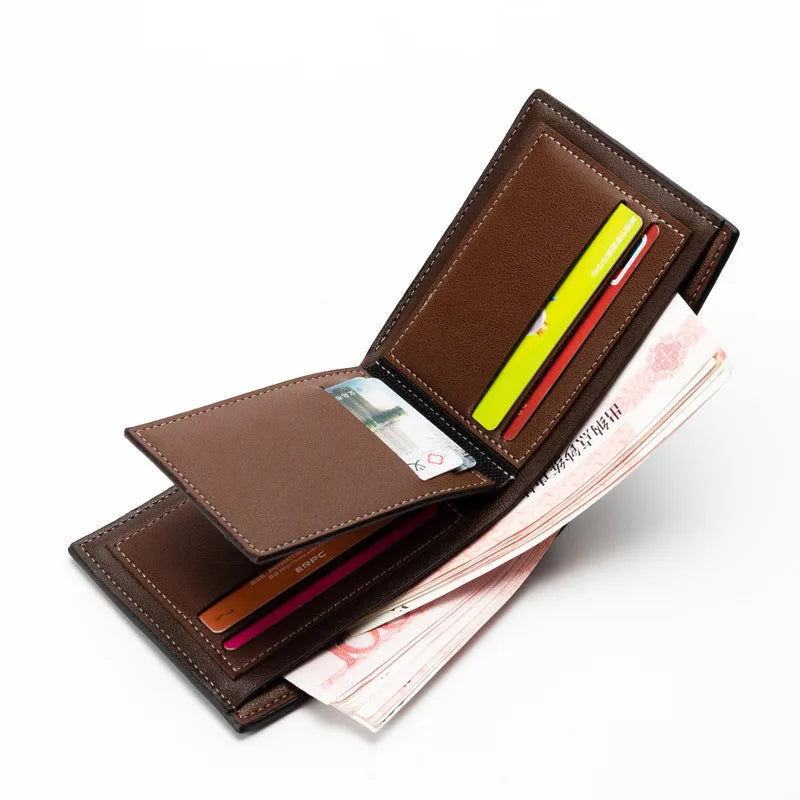 men's solid color pu leather open wallets