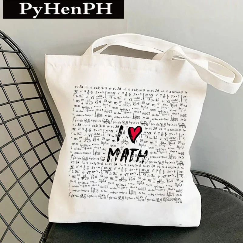 Unisex Canvas Printing Letter Cute Square Open Canvas Bag