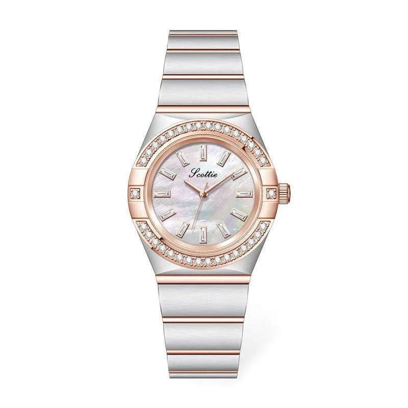 Casual Elegant Glam Round Rectangle Butterfly Double Snap Quartz Watch