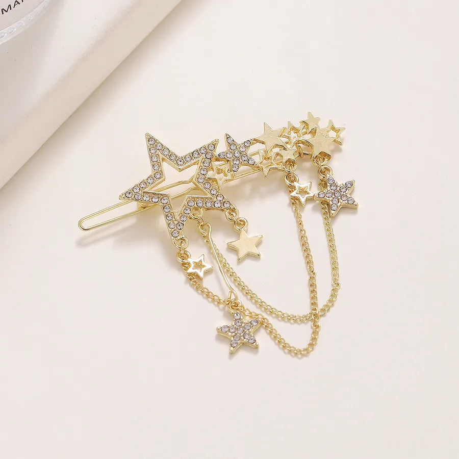Modern Style Shiny Women's Solid Color Alloy Inlay Crystal Hair Clip