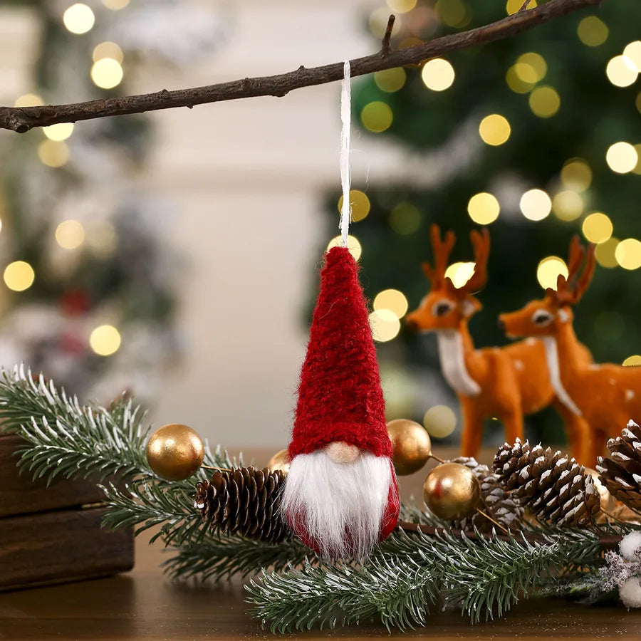 New Christmas Decorations Knitted Red Pendant Faceless Santa Claus Ornament For Christmas Tree American And Cartoon Style