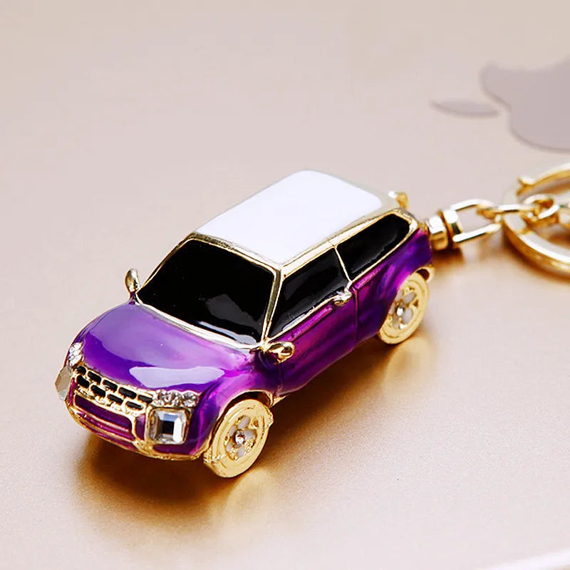 cute car metal diamond women's bag pendant keychain