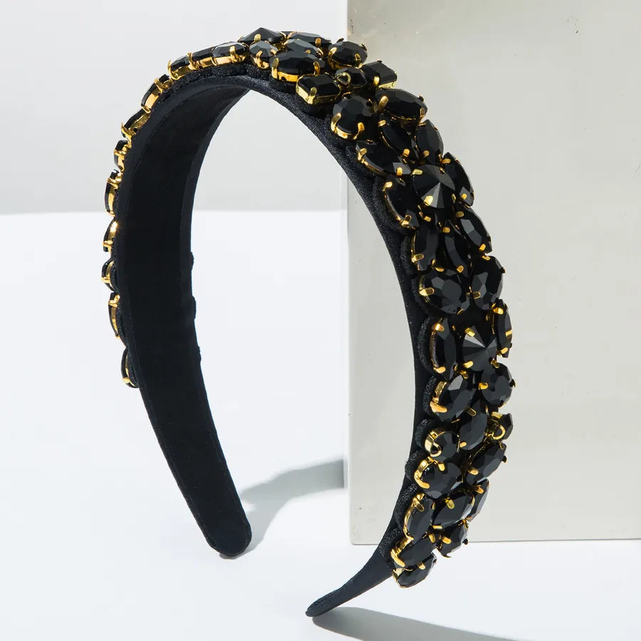 Casual Classic Style Women's Water Droplets Alloy Cloth Glass Inlay Glass Hair Band