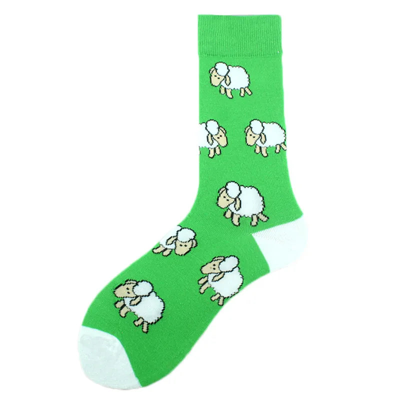 men's casual geometric cotton crew socks a pair