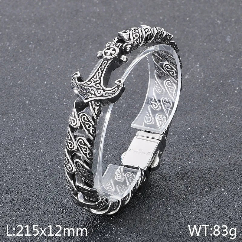Vintage Style Anchor 304 Stainless Steel 18K Gold Plated Men's Bracelets